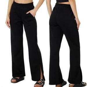 PACT NWT Courtside Classic Black Fleece Split Hem Loungewear Sweatpants, Size XS